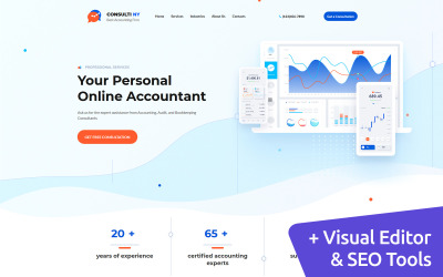 Template di Landing Page Responsive #117016 "Consulti NY - Accounting Firm MotoCMS"