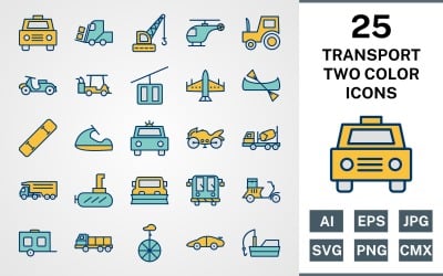 25 TRANSPORT FILLED TWO COLORS PACK Icon Set