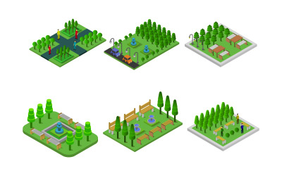 Isometrisches Park-Set - Vektorbild