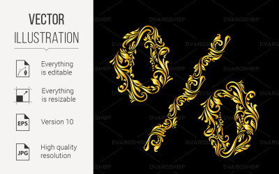 Decorated Percent Sign - Vector Image