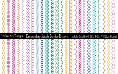 Embroidery Stitch Vector Border Pattern