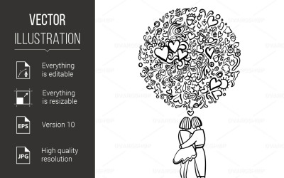 Hand-Drawn Love - Vector Image