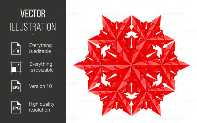 Red Paper Snowflake - Vector Image