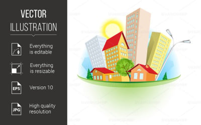 Abstract Cartoon City - Vector Image
