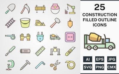 25 CONSTRUCTION FILLED OUTLINE PACK图标集