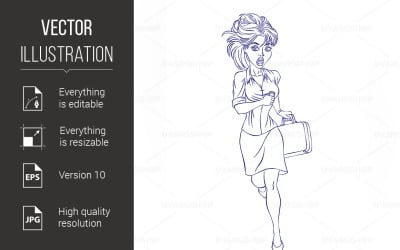 Silhouette Graphic of Running Business Woman - Vector Image