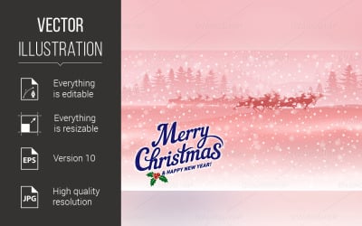 Christmas Greeting Card - Vector Image