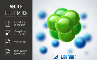 Green and Blue Molecular Structure - Vector Image