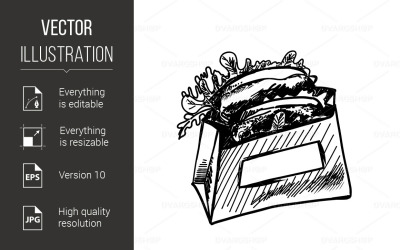 Hand Drawn Sketch of Grocery Bag - Vector Image