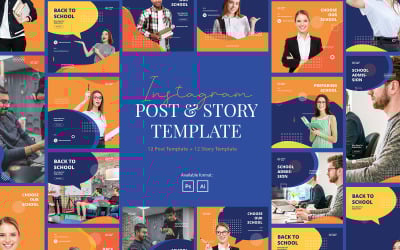 Back to School Instagram Post Story Template for Social Media