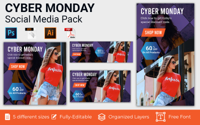 Volume du pack Cyber Monday - 2 modèles de médias sociaux