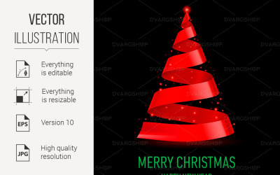 Ribbon Christmas Tree - Vector Image