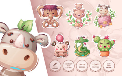 Set Cute Sticker - Seamless Pattern Illustration 117577