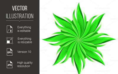 An abstract green flower on white background - Vector Image