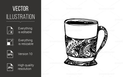 Hand Drawn Sketch of Tea Cup - Vector Image