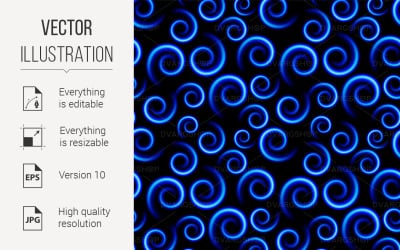 Seamless Texture of Abstract Blue Swirls - Vector Image
