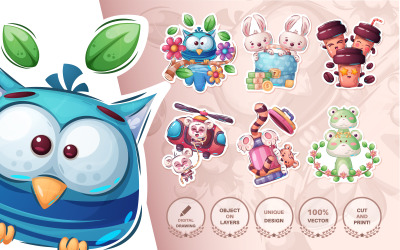 Set cute sticker - seamless pattern Illustration 117693