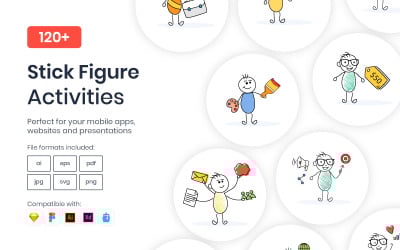 Stick Figure Activities Icon Set