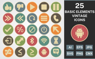25 BASIC ELEMENTS VINTAGE PACK图标集
