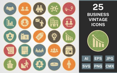 25 BIZNESOWY VINTAGE PACK Icon Set
