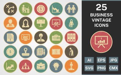 25 BUSINESS VINTAGE PACK Icon Set