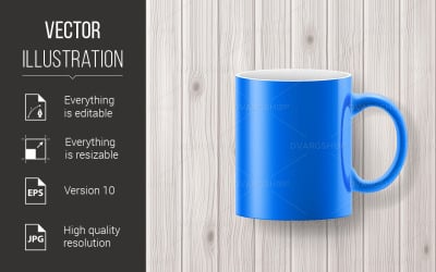 Cup isolated wooden backdrop - Vector Image