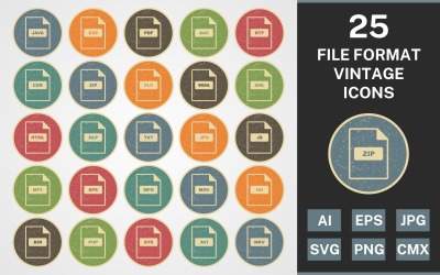 25 DATEIFORMAT VINTAGE PACK Icon Set