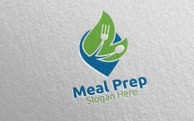 Modello di Logo di Pin Meal Prep Healthy Food 26 Logo