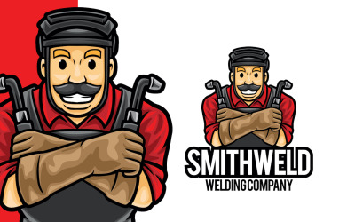 Kaynakçı Hizmet Maskot Logo Şablonu