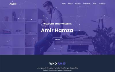 Modello di Landing Page Responsive #117881 "Amir Free Personal Portfolio"