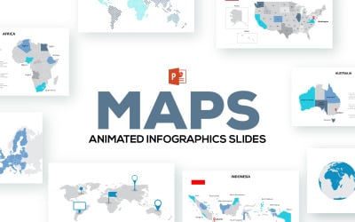 Modelo de PowerPoint animado com mapas e sinalizadores