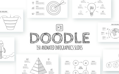 Modelo de PowerPoint de infográficos animados de doodle