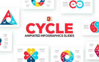 Plantilla de PowerPoint para presentaciones de infografías animadas de ciclo