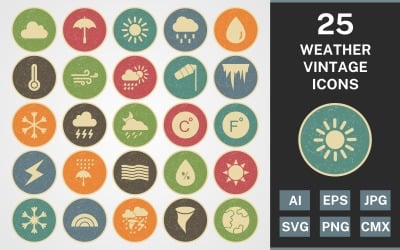 25 set di icone WEATHER VINTAGE PACK