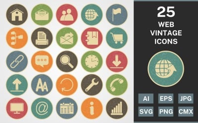 25 WEB VINTAGE PACK Icon Set