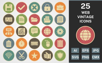 25 WEB VINTAGE PACK Icon Set