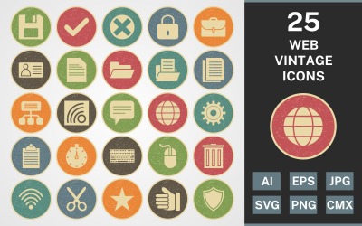 25 WEB VINTAGE PACK Ikonuppsättning