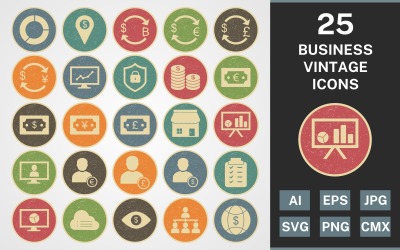 25 BUSINESS VINTAGE PACK Icon Set