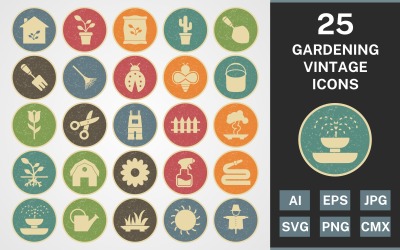 25 GARDENING VINTAGE PACK Icon Set
