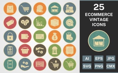 Набор иконок 25 ECOMMERCE VINTAGE PACK