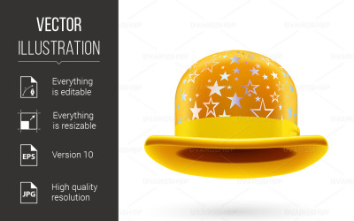 Yellow Starred Bowler Hat - Vector Image