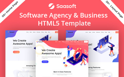 Šablona webových stránek softwarové agentury Saasoft a digitálního marketingu