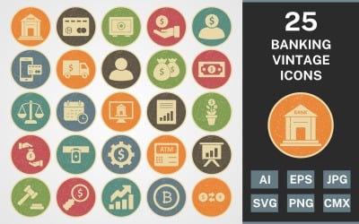 25 BANKING VINTAGE PACK Icon Set