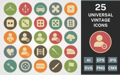 25 UNIVERSAL VINTAGE PACK Icon Set