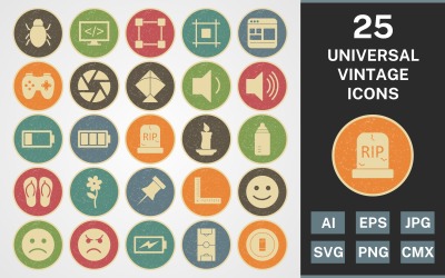 25 UNIVERSAL VINTAGE PACK Icon Set