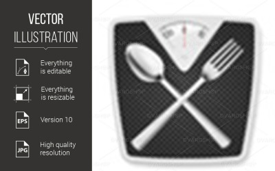 Bathroom Scales with Fork and Spoon - Vector Image