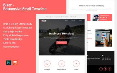 Biger - Адаптивный шаблон электронной рассылки
