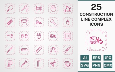 25 CONSTRUCTION LINE COMPLEX PACK Icon Set