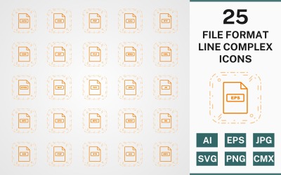 25 DATEI FORMAT LINE COMPLEX PACK Icon Set