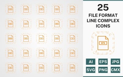 25 DOSYA FORMAT HATTI KARMAŞIK PAKETİ Simge Seti